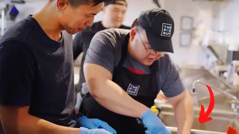 Wilson K Lee in the kitchen at The Poke Guy